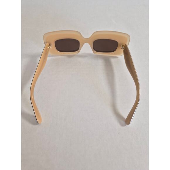 Loewe x Paula\'s Ibiza  Layered Rectangular Frame Sunglasses White and Beige